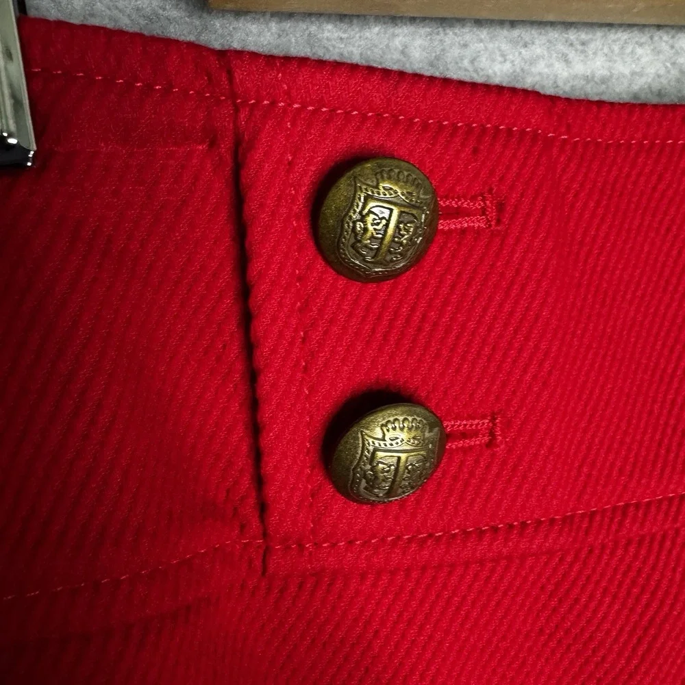 Talbots Women's Red‎ Skirt Size 4 Textured Gold Button Front A Line Christmas